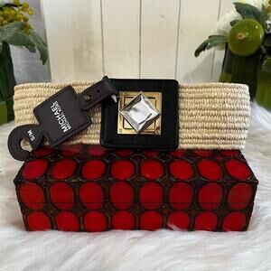 NEW Michael Kors Wide Stretch Square Crystal Turn Latch Clasp Waist Belt S/M NWT